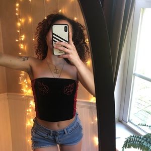 Flame strapless crop top